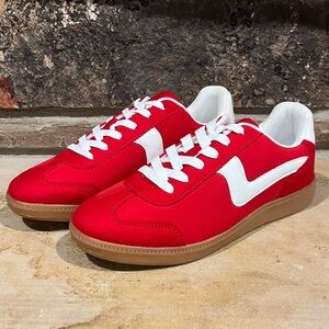 JustFab Salsa Red and White Demi Sneakers